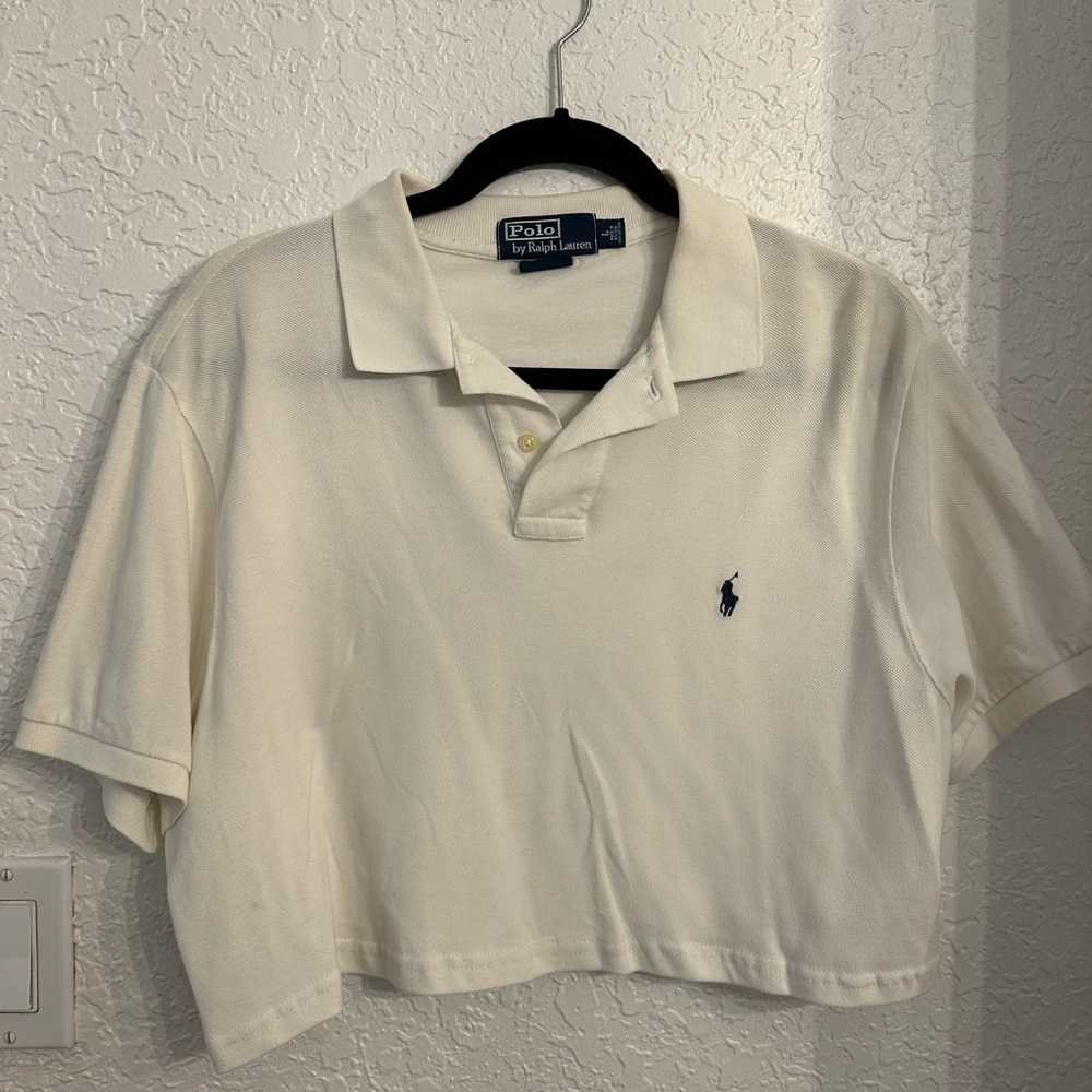 Vintage Polo Ralph Lauren Cream Cropped Polo Shirt